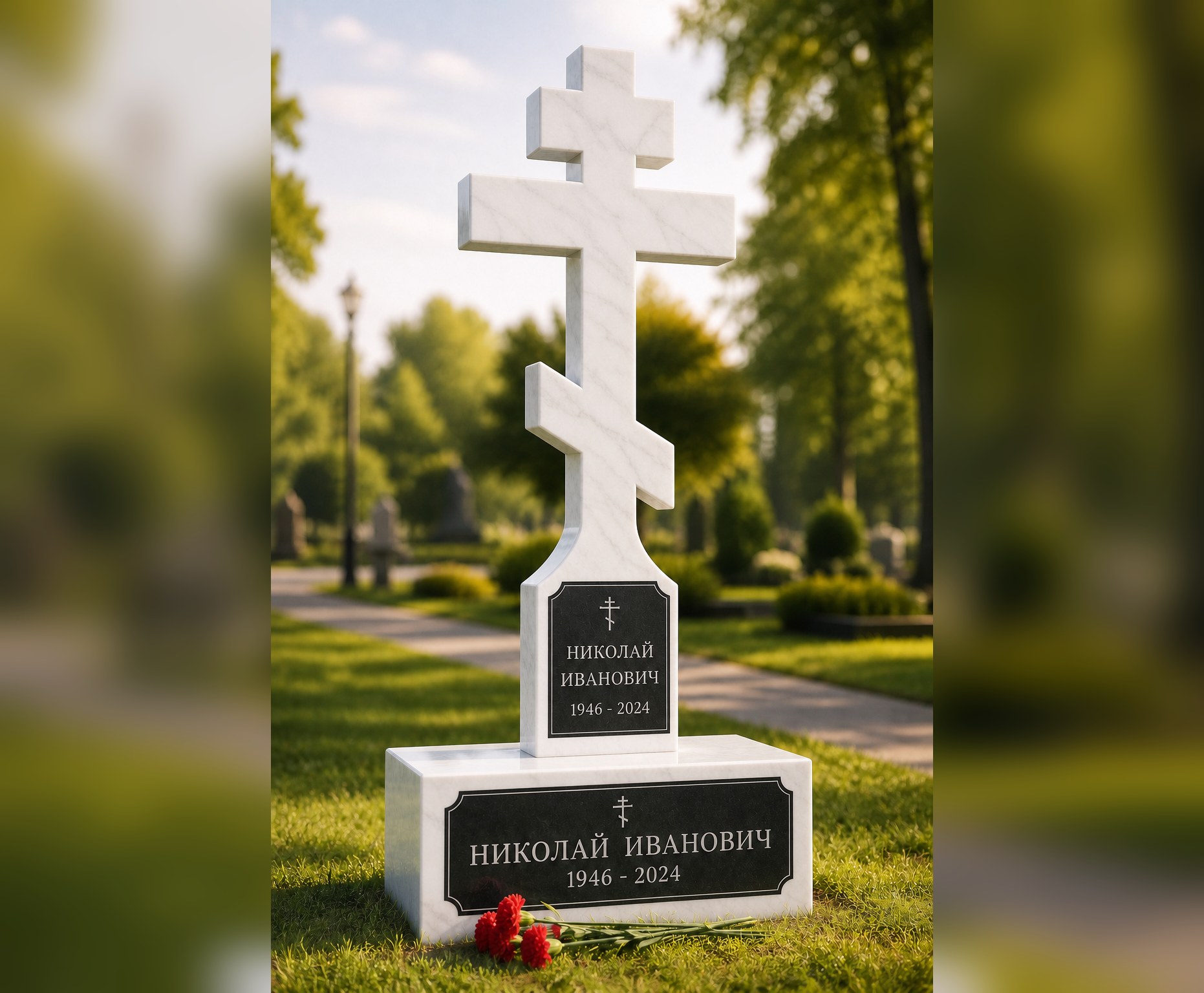 Крест в белом мраморе
