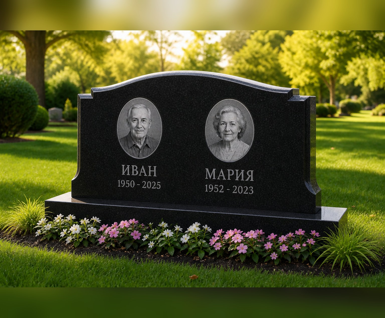 Семейный памятник чёрный гранит