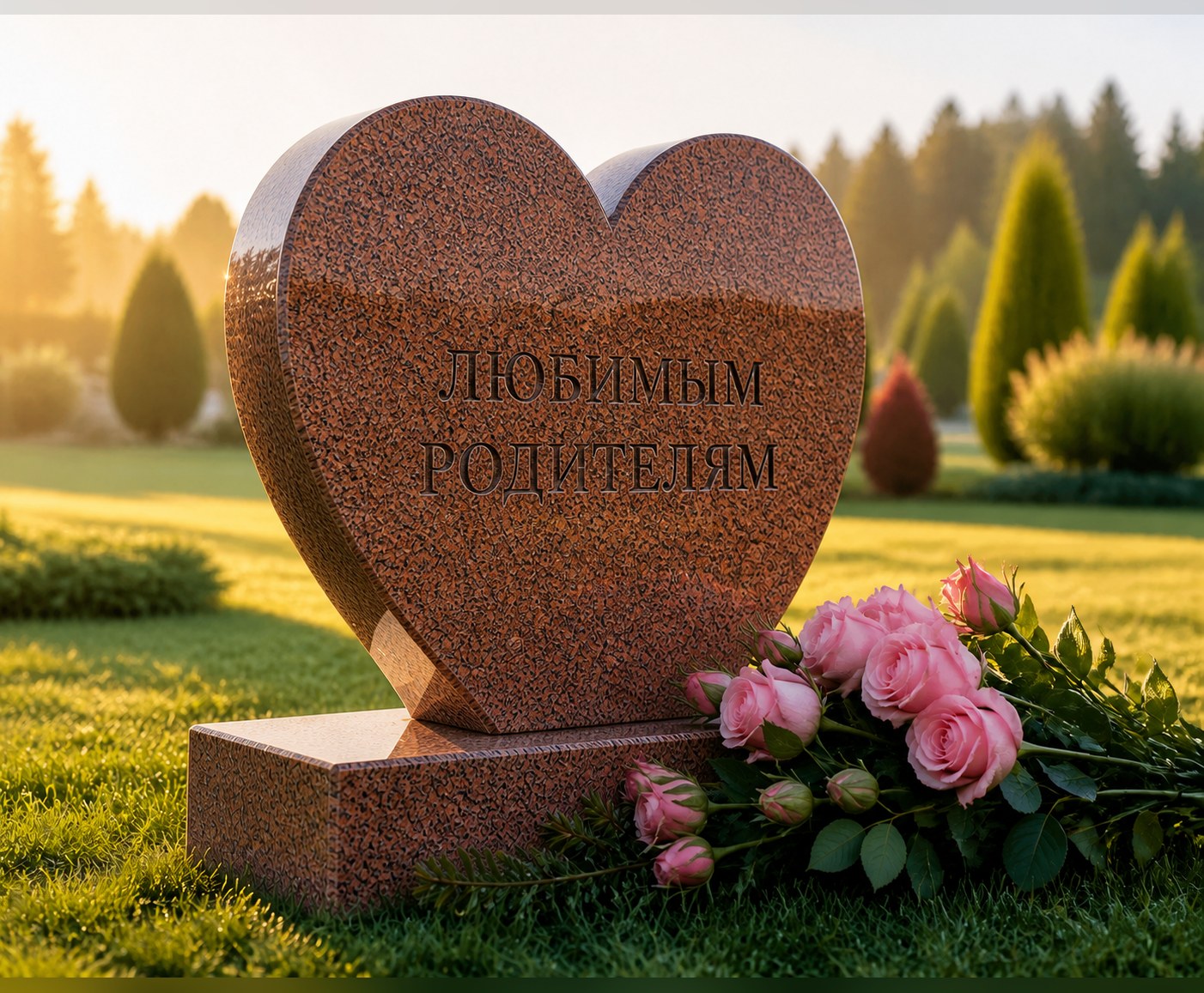 Сердце в красно-коричневом граните
